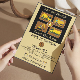 Convite Decorações de Aniversário Infantil de Caminhão de 