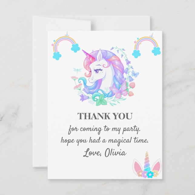 Convite Decorações de Festa de aniversário Unicórn (Frente)
