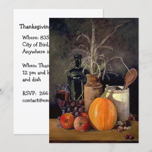 Convite Decorações de Outono na Mesa, Abóbora, Frutas, Beb