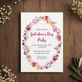 Convite Decorative Galentines Invitation Oval Frame