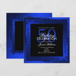 Convite Decorativo Azul Clássico enquadrado no 50º Anivers