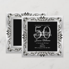 Convite Decorativo Clássico de Prata Quadrada enquadrado n