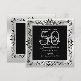Convite Decorativo Clássico Prateado enquadrado no 50º Ani