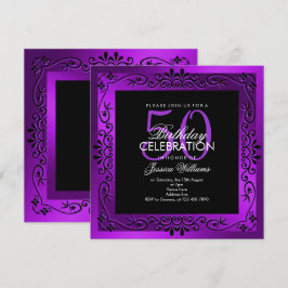 Convite Decorativo do Púrpura Chic enquadrado no 50º anive