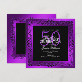 Convite Decorativo do Púrpura Chic enquadrado no 50º anive