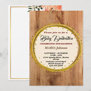 Convite Dedicação de Bebê Floral em Aquarela Borboleta Fem