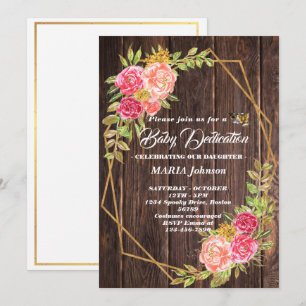 Convite Dedicação de Bebê Floral em Aquarela Borboleta Fem