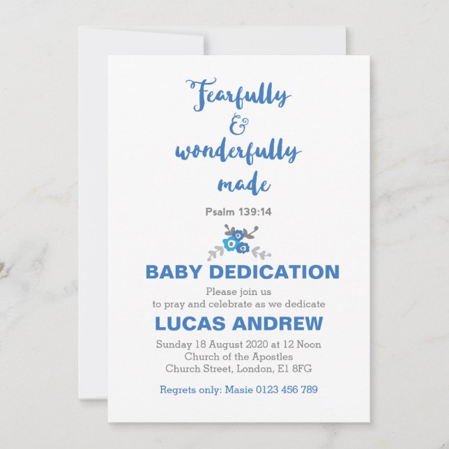 Convite Dedicação De Bebês Feliz E Maravilhosamente Feita (Frente)