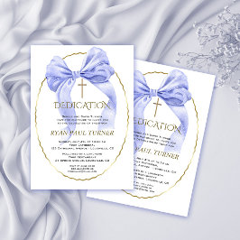 Convite Dedicação de Menino Dourado do Elegante Arco Azul