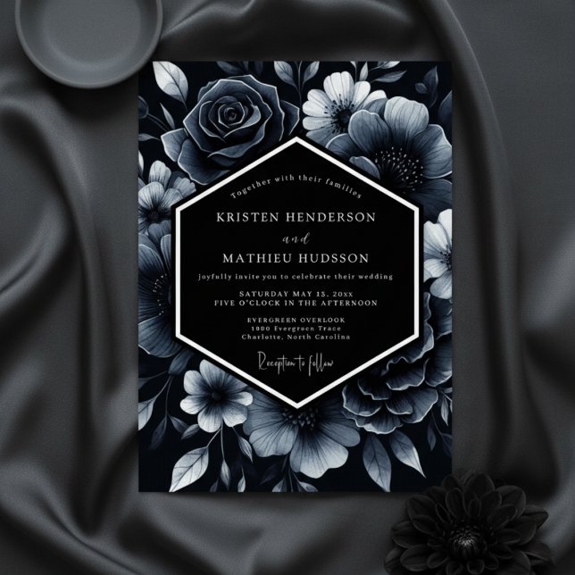 Convite Deep Blue Floral Opulence Wedding (Criador carregado)