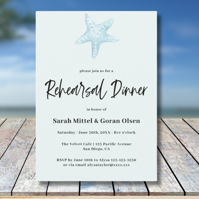 Convite Deep Blue Sea Wedding Rehearsal Dinner (Criador carregado)