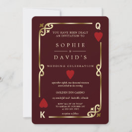Convite Deep Burgundy Casino Las Vegas Poker Wedding