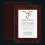 Convite Deep Burgundy e Dragão Dourado, o Bar Mitzvah<br><div class="desc">Enche o convite do tema do dragão de latência vintage,  bar mitzvah.</div>