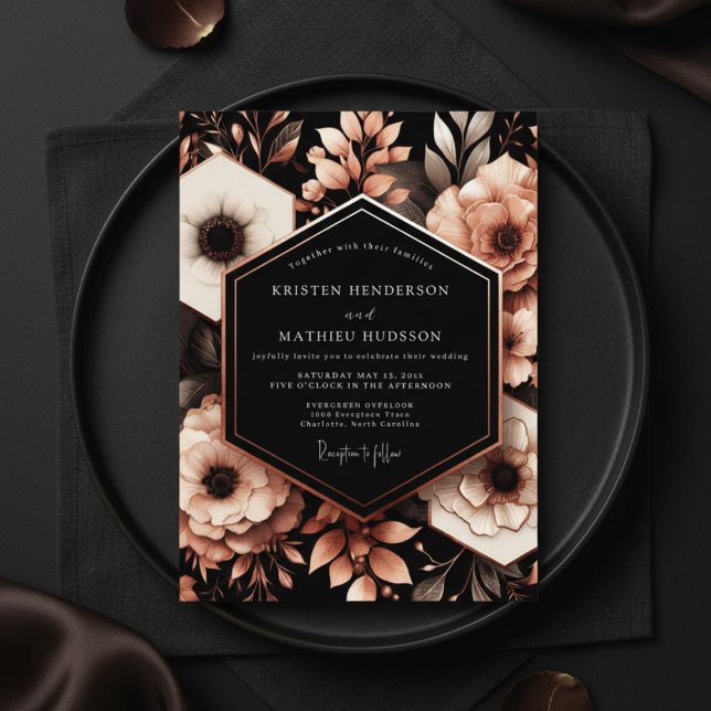 Convite Deep Burgundy Floral Moody Wedding (Criador carregado)