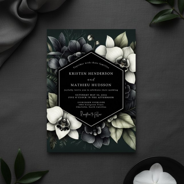 Convite Deep Green Moody Bloom Wedding (Criador carregado)