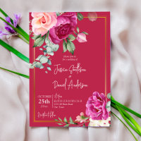 Deep magenta floral elegant wedding