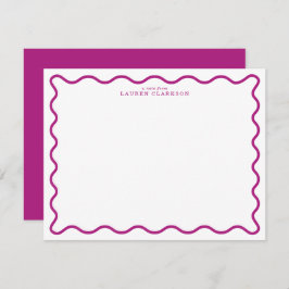 Convite Deep Magenta Modern Wavy Border Note Card