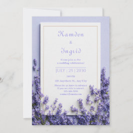 Convite Deep Purple Lavender Rustic Gold Frame