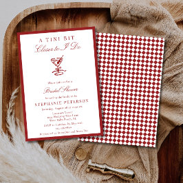 Convite Deep Red Checkered Old Money Martini Bridal Shower