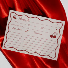 Convite Deep Red Cherry On Top Bridal Shower Recipe Card