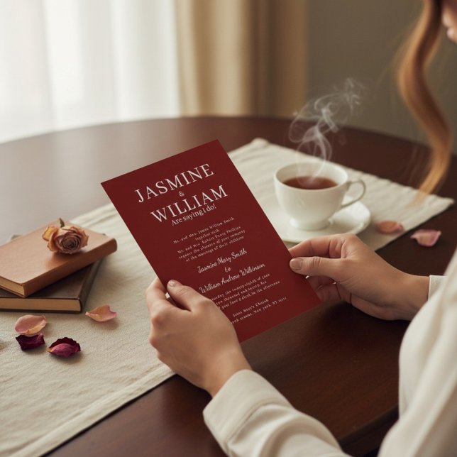 Convite Deep Red Formal Typography Wedding Invite (Criador carregado)