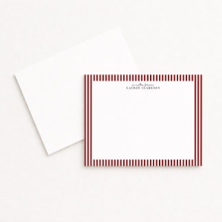 Convite Deep Red Stripe Border Note Card
