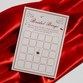 Convite Deep Red Valentine Bridal Shower Bingo Game Card