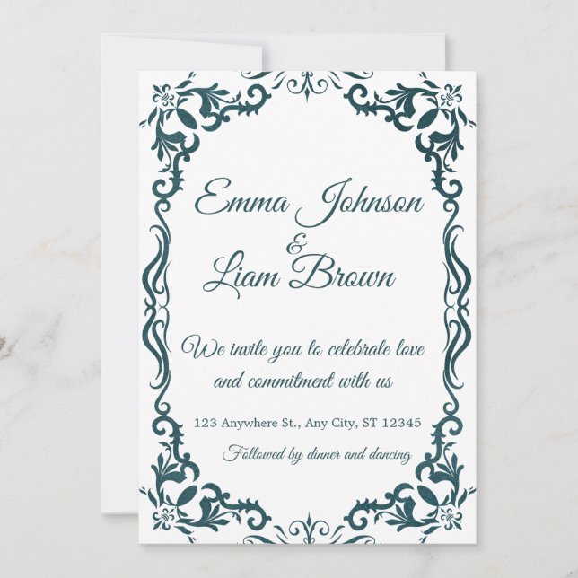 Convite Deep Teal Blue Talavera Mexican Wedding Invitation (Frente)