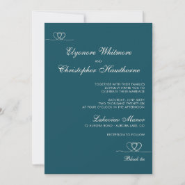 Convite Deep Teal  Elegant Chic Calligraphy Wedding