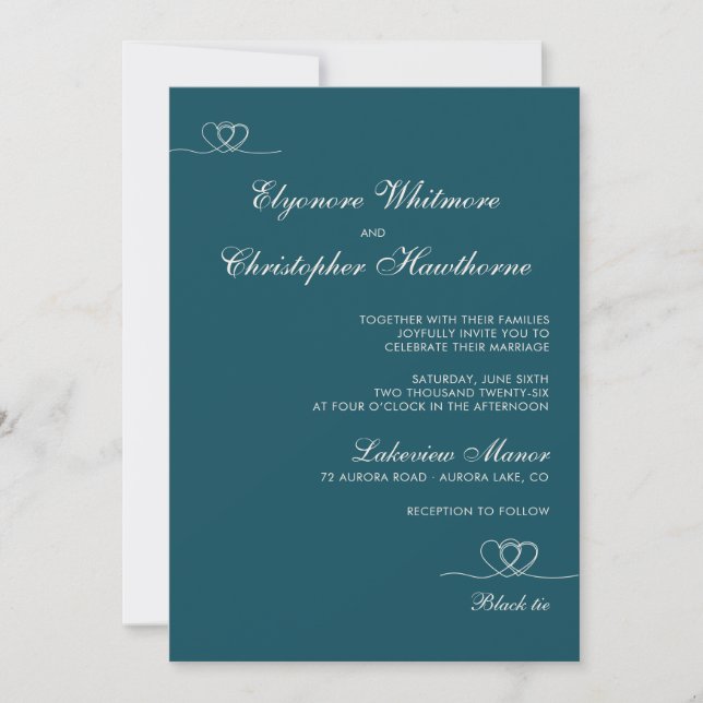 Convite Deep Teal  Modern Chic Mix and Match Wedding (Frente)