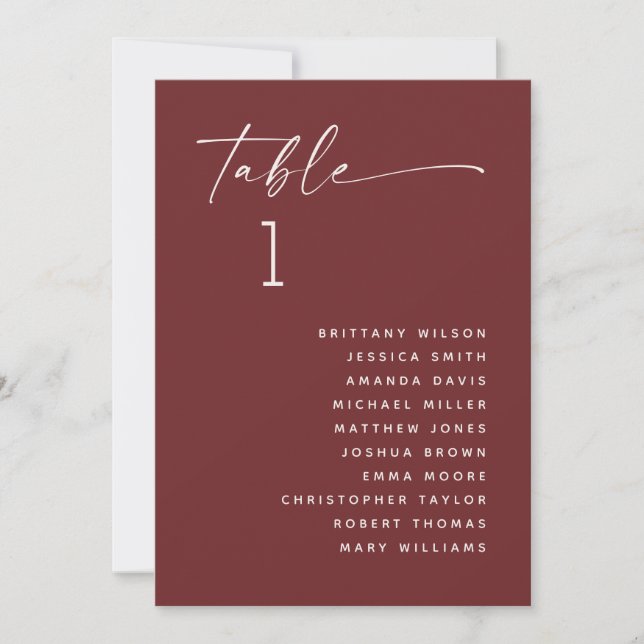 Convite Deep Wine Red Wedding Seating Chart | Elegant Fall (Frente)