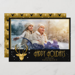 Convite Deer Antlers Arrows Photo V2 Dourado ID861