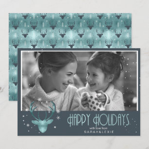 Convite Deer Antlers Arrows Photo V2 Teal ID861