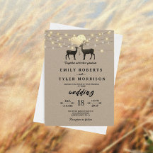"Deer Love Woodland Deer Strings of Light Wedings"
