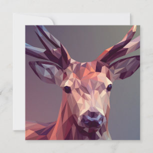 Convite Deer Polygons Art Design Graphic Animal Stag Postc