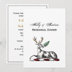 Convite Deer Stag com Fern Heraldic Crest Emblem