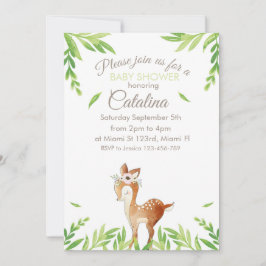 Convite Deer Theme Baby Shower Invitation