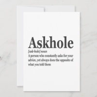 Definição de Askhole Dicionário de Piadas Adulto E