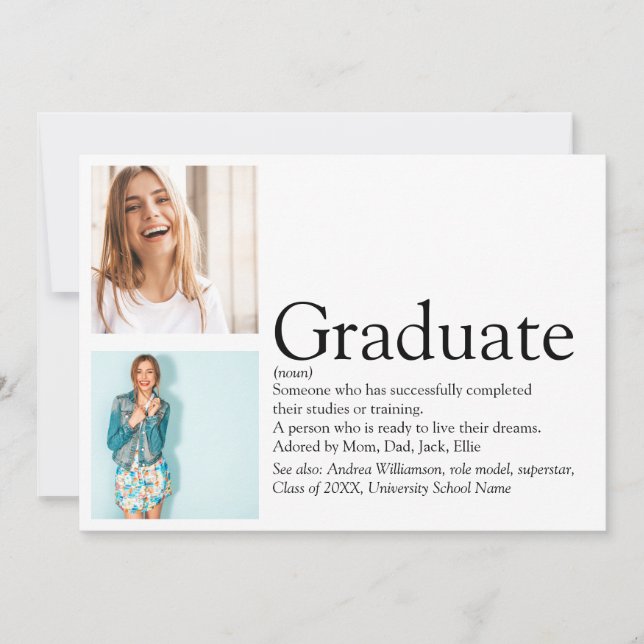 Convite Definição De formando 2 Foto Preta E Branca (Frente)