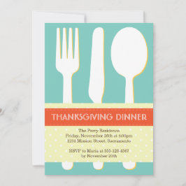 Convite Definição de lugar utensil, azul alaranjado, ação 