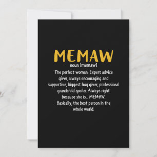 Convite Definição de Memaw de Arte-Mãe