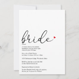 Convite Definição de Noiva com Letra Elegante Chá de Panel