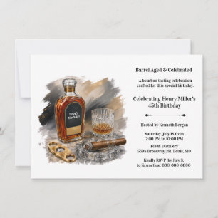 Convite Degustação de Bourbon Tema Charuto Whisky 45º Aniv