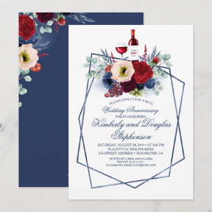 Convite Degustação de Vinho de Casamento de Aniversário Bu