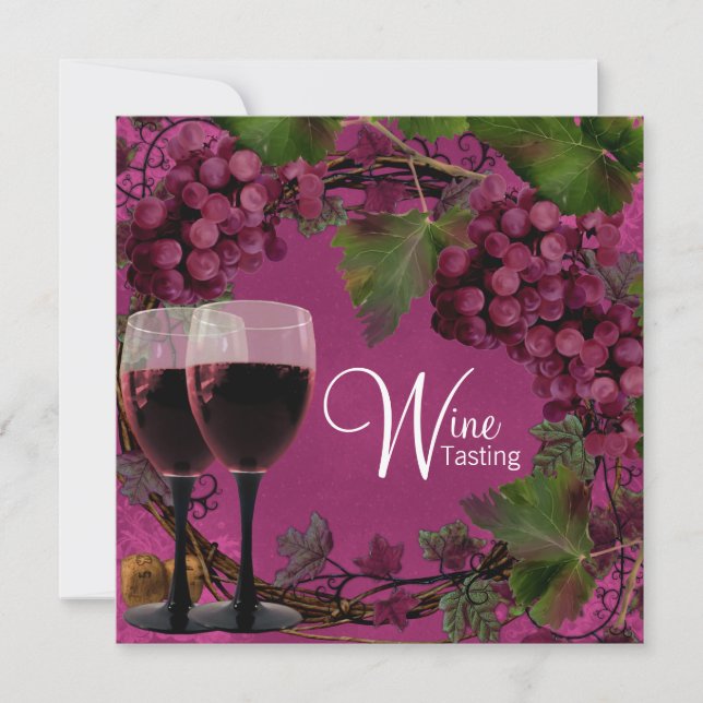 Convite Degustação de Vinho de Uvas Vermelhas e Verdes Vin (Frente)