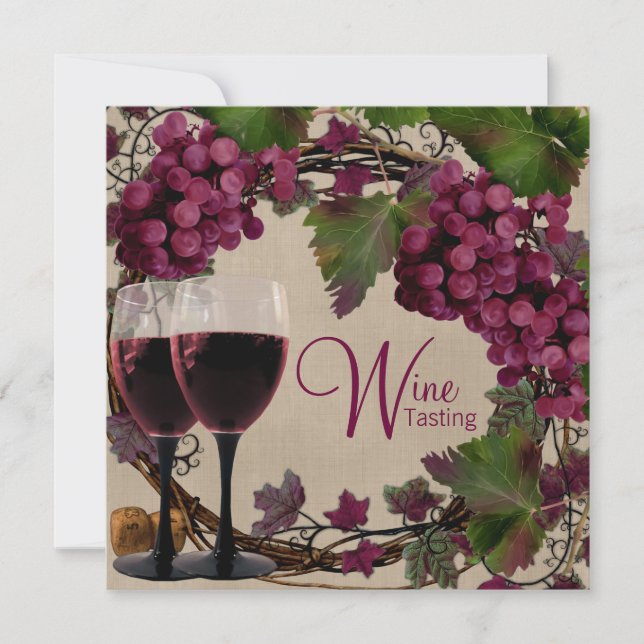 Convite Degustação de Vinho de Uvas Vermelhas e Verdes Vin (Frente)
