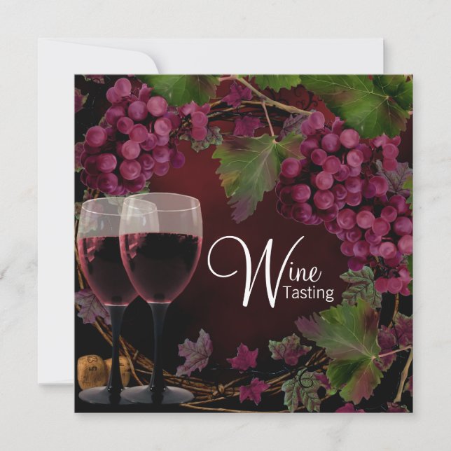 Convite Degustação de Vinho de Uvas Vermelhas e Verdes Vin (Frente)