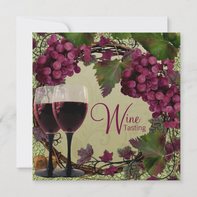 Convite Degustação de Vinho de Uvas Vermelhas e Verdes Vin (Frente)