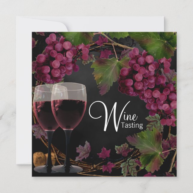 Convite Degustação de Vinho de Uvas Vermelhas e Verdes Vin (Frente)
