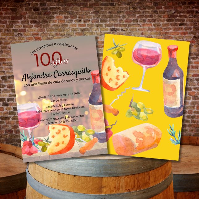 Convite Degustação de Vinho e Queijo Divertida Espanhola 1 (Criador carregado)